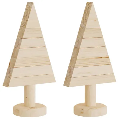 Image de Arbres de Noël en bois pour décoration 2 pcs 30 cm pin massif