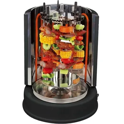 Obrázek produktu pro Syntrox Germany Gril na kuře Flumes - univerzální gril na šašlik, kebab a ryby pro zdravé grilování bez tuku | 1400 W (černý)