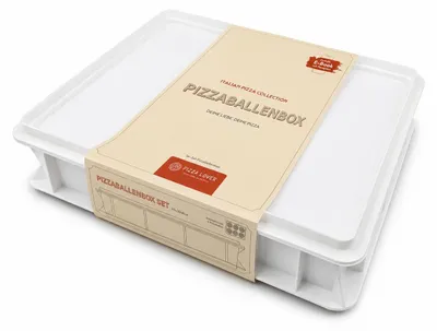 Produktbild von Pizza Lover Pizzateigbox mit Deckel in weiß - Größe 30x40x7,5 cm Gärbox Teigballen Brotteig Hefeteig & Sauerteig Lebensmittel Box - Pizza Zubehör