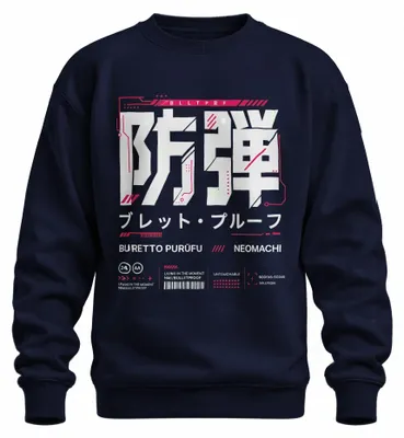 Productafbeelding van BLLTPRF Bulletproof Buretto Purūfu Neomachi Japan Y2K Anime Sweater, Marineblauw, Maat M