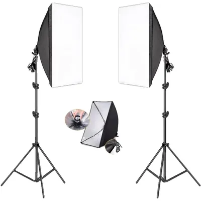 Obrázok produktu pre Súprava do fotostudia, osvetľovací systém so softboxom, nastaviteľný statív, bez žiarovky