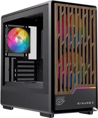 Productafbeelding van Einarex EXCS-PM-400R-B, Midi-tower, PC, Zwart, Micro ATX, Mini-ITX, Staal, Gehard glas, Gaming