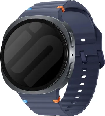 Produktbild von Strap-it Wave Silikonarmband mit Schnallenverschluss - passend für Samsung Galaxy Watch 8 - 40mm / Galaxy Watch 8 - 44mm / Galaxy Watch 8 Classic (dunkelblau)