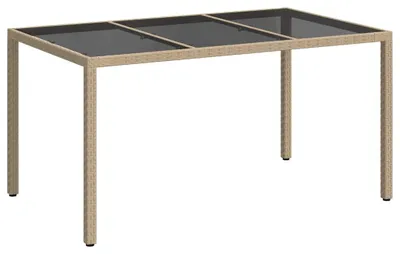 Image de Table de jardin beige, 150 x 90 x 75 cm, en polyrotin