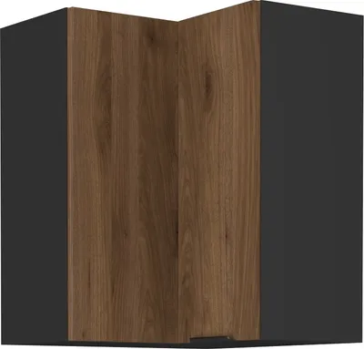 Obrázok produktu pre Kondela Horná rohová kuchynská skrinka Menzo 60x60 GN-72 2F - čierna / orech
