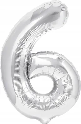 Image de Ballon en plastique chiffre 6 SIX argent 100 cm, 1 pc.