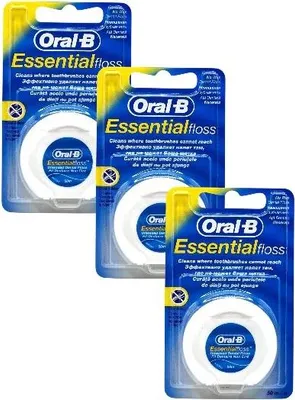 Produktbild von 3x Oral-B Essential Floss Zahnseide gewachst mit Minzgeschmack a 50m