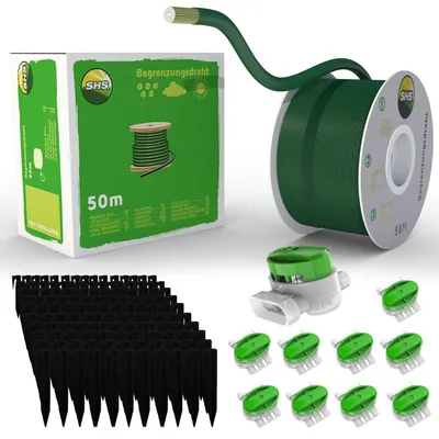 Obrázek produktu pro 50 metrů ohraničovacího kabelu + 150 kolíků do země + 10 kabelových konektorů pro robotické sekačky