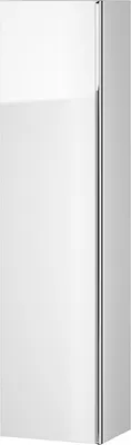 Produktbild von BADLAND Badezimmer Hochhängeschrank Hochschrank Türen VIRGO 160x40x30 Weiß, Silber Möbelgriffe mit Spiegel