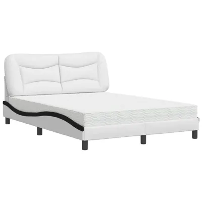 Imagen del producto de vidaXL Cama con colchón "Hvar", blanco y , 140x190 cm, tapizada en cuero sintético