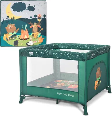 Produktbild von Lorelli Play’n Relax Reisebett & Laufstall 100x100 cm – Seiteneinstieg mit Reißverschluss, Faltbar, Tasche, bis 15 kg