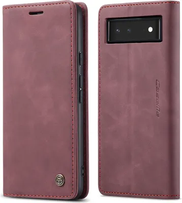 Immagine prodotto di Custodia Google Pixel 6, Custodia retrò in Finto cuoio con funzione stand per Google Pixel 6 Rosso