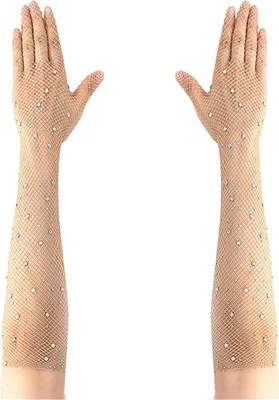 Produktbild von Lange Strass-Netzhandschuhe für Damen, glitzernde Netzhandschuhe in Ellbogenlänge für Rave-Partys, Halloween, Hochzeiten, Kostümaccessoires