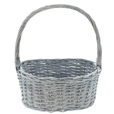 Produktbild von Geschenkkorb Weide grau Zopfrand – Einkaufskorb