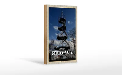 Produktbild von Holzschild Städte Stuttgart Killesbergturm Architektur 12x18 cm