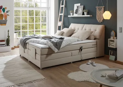 Produktbild von Carpino 180x200 cm Boxspringbett mit Motor Beige, Ausführung:Variante 3