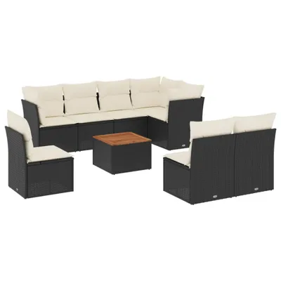 Produktbild von vidaXL 9-tlg. Garten-Sofagarnitur mit Kissen Schwarz Poly Rattan