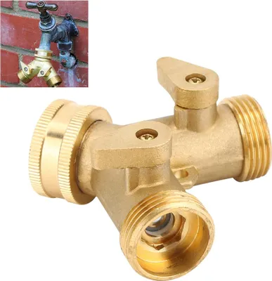 Image de raccord de tuyau d'arrosage en laiton avec valve 3/4 Inch 2?way US Standard