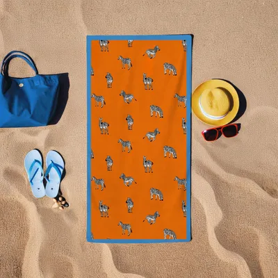 Produktbild von Mijolnir, Zebra - Orange, Strandtuch, Orange, 60 % BAUMWOLLE / 40 % POLYESTER, 75 x 150 cm