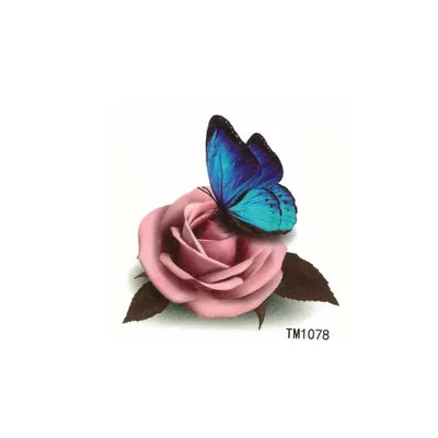 Produktbild von Temporäres Tattoo Rose Schmetterling Blume Liebe Körperkunst Klebetattoo