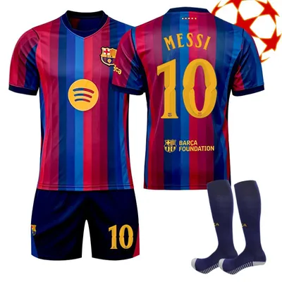Immagine prodotto di #10 MESSI Maglia da calcio Barça, partita in casa 26-27 (Champions League) per bambini e adulti TAGLIA:XS