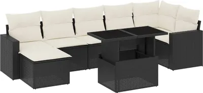 Produktbild von vidaXL 8-tlg. Garten-Sofagarnitur mit Kissen Schwarz Poly Rattan