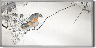 Produktbild von Dekor Leinwand Uhr Wandbilder 60x30 Malerei Asiatischer Zweig Tier Vogel - weiße Hände