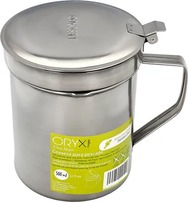 Immagine prodotto di Friggitrice per pesce in acciaio inox da 0,5 litri. Con colino e coperchio