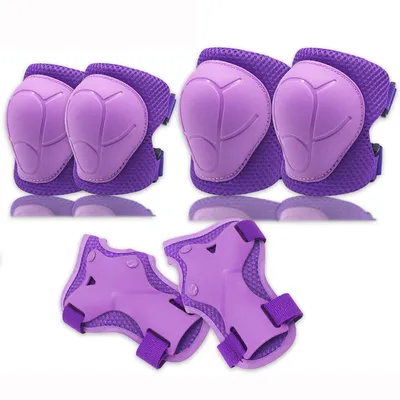 Produktbild von 6 teiliges Kinder Schützer inliner Schonerset Schutzausrüstung Schützer Set mit Knieschützer Ellenbogenschützer und Hand-Protektoren Lila