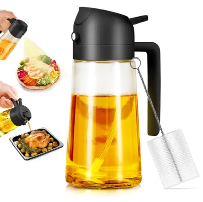Ölsprüher 2-in-1, 470 ml, Olivenöl-Sprühflasche, schwarz