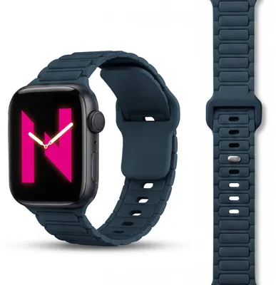Produktbild von Pulse 3D Textur Armband für Apple Watch Ultra/SE/10/9/8/7/6/5/4/3/2/1, Silikon Sportarmband, 42/44/45/46/49mm - Marineblau