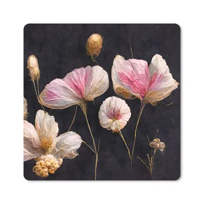 Produktbild von MuchoWow® Mauspad Mousepad Blumen - Pflanzen - Rosa - Schwarz 30x30 cm - Mousepads - Maus Mat - Pad - Mausunterlage - Gaming