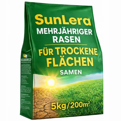 Produktbild von Rasensamen Trockenrasen 5 kg für 200 m², schnellkeimend, trockenresistent, für sonnige Flächen, Nachsaat im Frühling