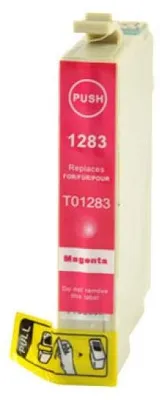 A single magenta ink cartridge for an Epson printer.