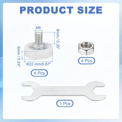 Produktbild von 4 Stš¹ck 22 mm Schubladenrolle, Schubladenrollenrad Schrankpositionierung Schieben mit Schraubenschlš¹ssel, Rollen fš¹r M?bel, Ersatzr?der fš¹r Akten DIY Ersatzteile, Wei?