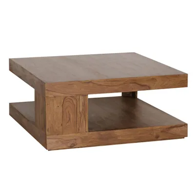 Produktbild von Couchtisch Massiv-Holz Sheesham 90 cm breit Design Wohnzimmer-Tisch dunkel-braun Landhaus-Stil Beistelltisch