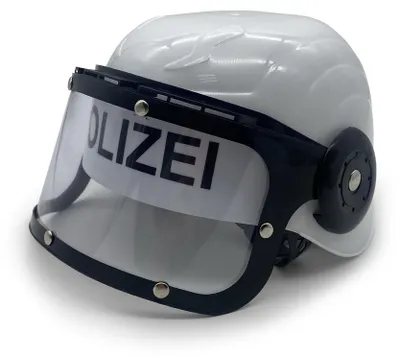 Obrázok produktu pre BestSaller 1419 Policajná prilba so sklopným hľadím pre deti, plastová, biela/čierna