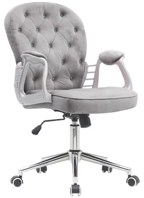 Bürostuhl Samt, ergonomisch, höhenverstellbar, 95-105 cm, Grau