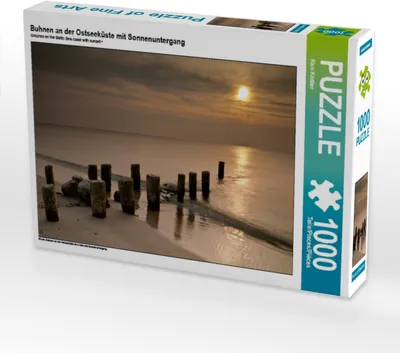 Produktbild von Calvendo Buhnen an der Ostseeküste mit Sonnenuntergang 1000 Teile Puzzle quer 640x480mm, Ködder Rico; 7281232