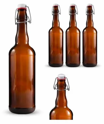 Productafbeelding van Set van 12 Bruine Flessen 750 ml met Sluiting
