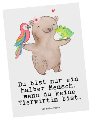 Produktbild von Mr. & Mrs. Panda Postkarte Tierwirtin Herz - Weiß - Geschenk, Landwirtin, Motivkarte, Bauernhof, Ansichtskarten, Grußkarte, Spruch, Lustig, Ansichtskarte, Postkarten