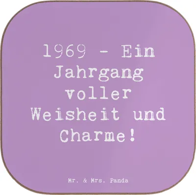 Produktbild von Mr. & Mrs. Panda Untersetzer Spruch 1969 Geburtstag - Lavendeltraum - Geschenk, Glückwunsch, Holzuntersetzer, gläseruntersetzer, Jahrgangsgeschenk, besonderes Geburtsjahr