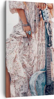 Produktbild von Bild auf Leinwand - Leinwandbild - Einteilig - Frau Kleid Gitarre - 45x80cm - Wand Bild - Wanddeko - Wandbilder - Leinwanddruck - Bilder - Wanddekoration - Leinwand bilder - Wandbild - PA45x80-4685