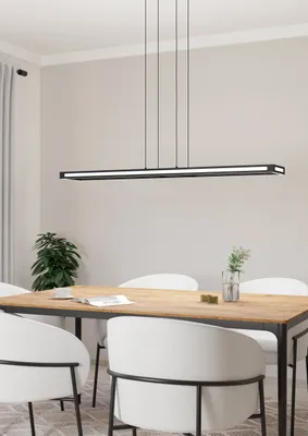 Productafbeelding van Eglo LED Smart Pendelleuchte Salvianas-Z Schwarz 116cm 33W 4300lm CCT 2700K-6500K Dimmbar App Google Alexa Bluetooth ZigBee