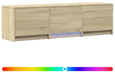 Image de Meuble TV vidaXL avec éclairage LED, chêne Sonoma, 140 x 34 x 40 cm