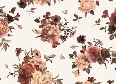 Produktbild von Nostalgische Tapete im Landhausstil | Blumen Fototapete in Weiß und Altrosa ideal für Schlafzimmer und Esszimmer | Flora