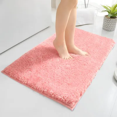 Produktbild von Weiche Badematte 50 x 80 cm, rutschfeste Badematte mit TPR-Rückseite, maschinenwaschbar, Badematte mit flauschiger Optik, wasserabsorbierende Mikrofaser-Badematte/Duschmatte