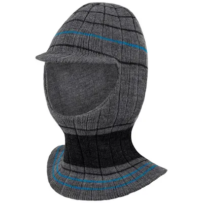 Produktbild von Jungen Wintermütze Schalmütze Schlauchmütze Strickmütze warme Mütze, Grau-Dunkelgrau-Türkis