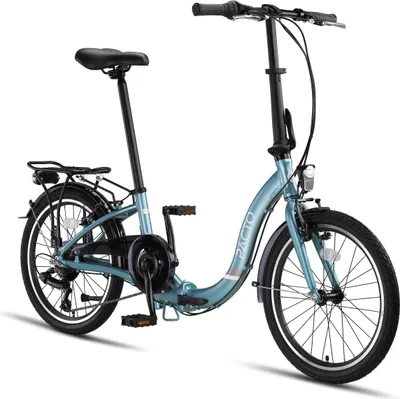 Produktbild von PACTO SIX - Hollandrad Hochwertiges Klappfahrrad 27cm Aluminiumrahmen Bike 20 Zoll Aluminiumräder Bicycle, 6 Speed Shimano Gänge Faltrad Klapprad Blau