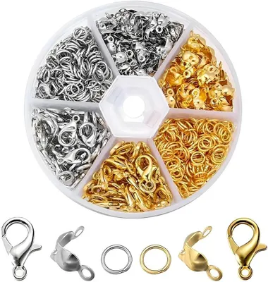 Image de Jeu de fermoirs pour bijoux, comprenant 460 pièces, de différentes tailles et couleurs, pour bracelets et colliers